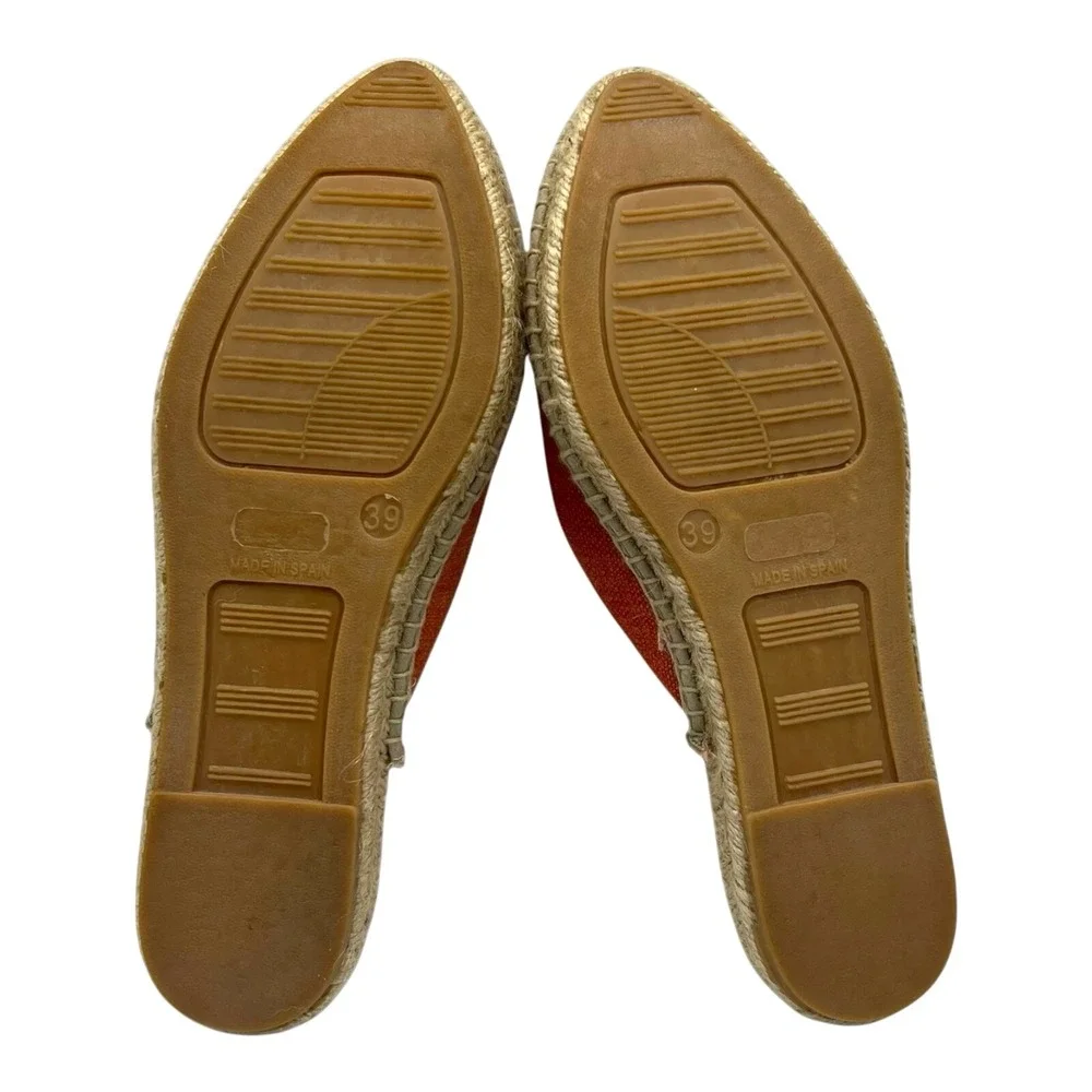 Lobo Spain Burnt Orange‎ Linen Espadrille Mules Slip On Shoes Womens 8.5